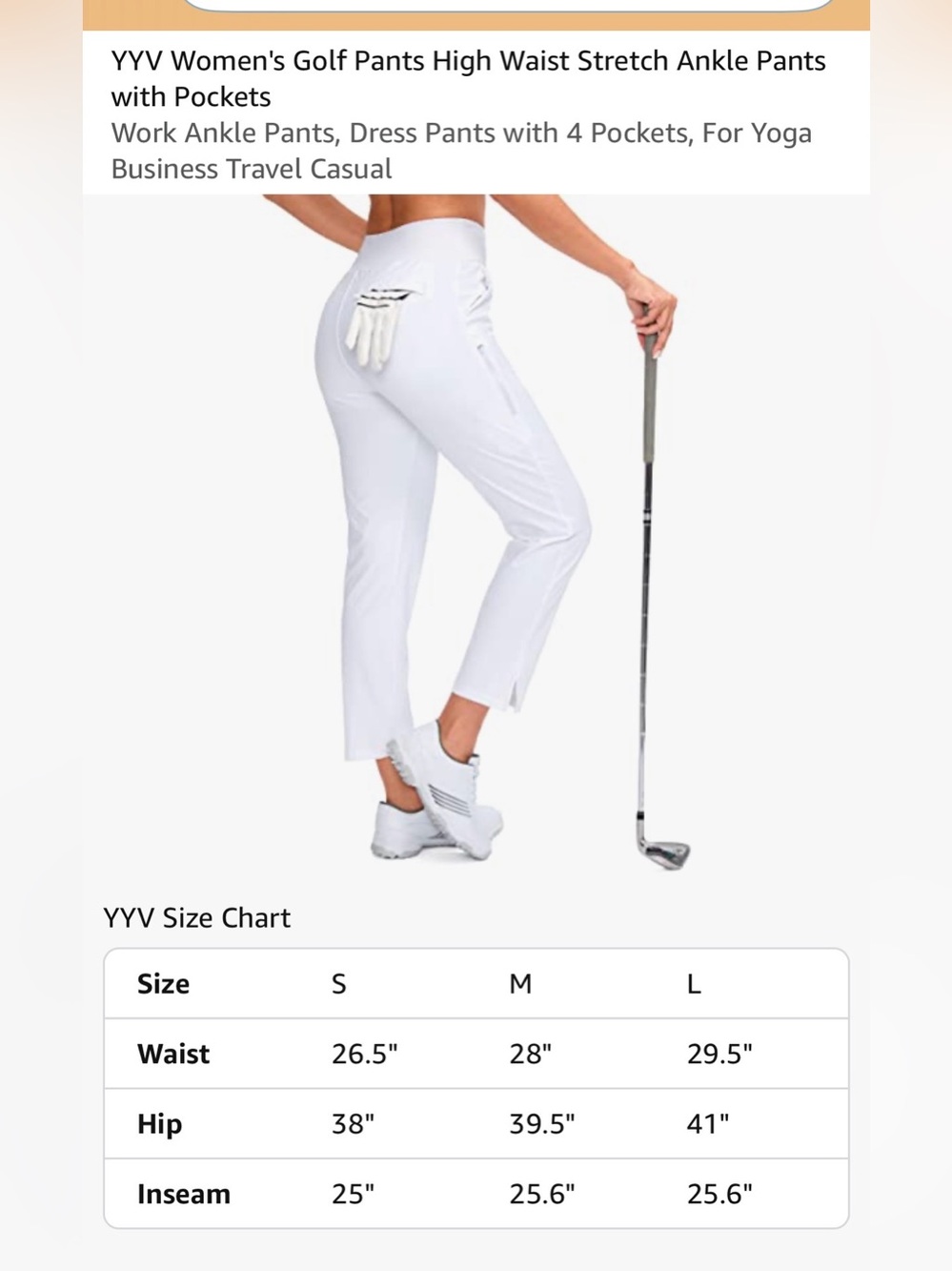 MIA White Ankle Golf Pants with 4 Pockets